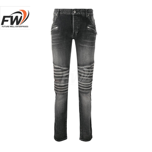 Jean en denim pour homme coupe slim droite Amiriy, taille mi-haute, déchiré, effet usé, brodé, décontracté, respirant, plissé devant - Product Image 6