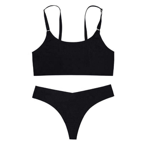 2026 Latest Women Blue Bandeau <b>Bikini</b> <b>Set</b> Two Piece Solid Color Spandex Nylon Swimwear Hipster Bottom Stretch Fit Regular Style - Product Image 4