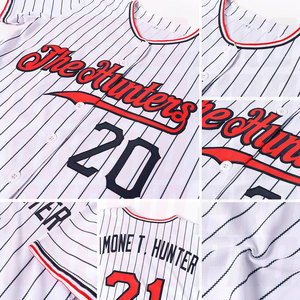 Maillots de baseball d'équipe pas chers pour fournisseurs – Maillot de baseball authentique sans limite de taille, blanc, noir, rayé, rouge-noir - Product Image 6