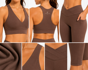 Conjunto de Yoga para Mujer con Paneles en Contraste, Leggings de Cintura Alta, Sujetador Deportivo, Ropa Deportiva para Gimnasio y Entrenamiento - Product Image 5