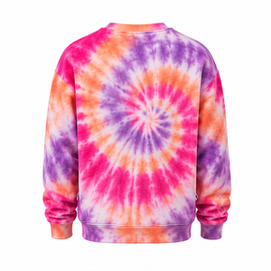 Sweat-shirt tie-dye pastel en coton bouclé premium, col rond, pull-over, fournisseur en gros OEM ODM, vêtements streetwear confortables et tendance - Product Image 2