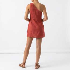 Robe courte en lin pour femme, asymétrique, sans manches, style décontracté, pour l'été et les vacances - Product Image 4