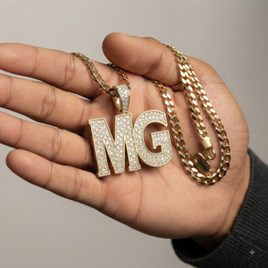 Trendy 925 <b>Silver</b> Gold-Plated Lab Grown Diamond iced <b>Initial</b> Block Letter Name Hip-hop Style Custom Fine Pendant <b>Necklace</b> Charms - Product Image 3