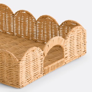 Bandeja de servir de ratán con borde festoneado, tejida a mano, ecológica, de forma rectangular, para cafetería, hotel, venta al por mayor, proveedor sostenible - Product Image 2