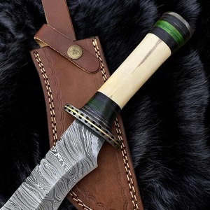 Custom Handmade Damascus Skinner <b>Knife</b> Fixed Blade Outdoor Camping Utility <b>Knife</b> with <b>Bone</b> <b>Handle</b> Leather Sheath OEM Wholesale - Product Image 4