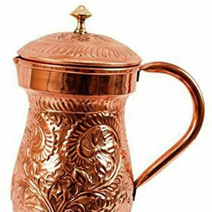 Ensemble de carafes en cuivre pour un usage quotidien haut de gamme, ensemble de service d'eau en métal avec verres, durable, réutilisable, pour la cuisine et la salle à manger. - Product Image 1
