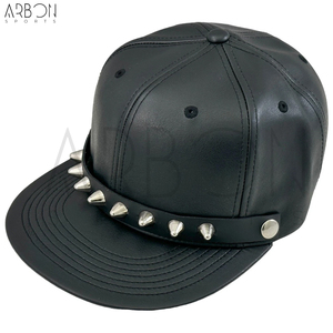2026 Wholesale Durable Metal Studded High-Durability Urban Style Street Wear Comfortable Newest Trendy Premium Pu Leather Caps - Product Image 3