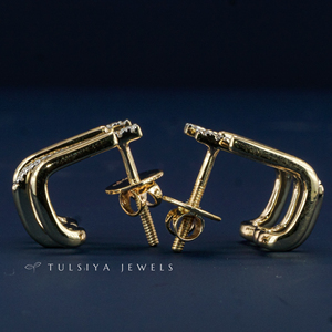 Boucles d'oreilles clous de luxe en or 14 carats avec diamants de laboratoire pour hommes et femmes, coupe ronde classique, éclat brillant, pour usage quotidien, élégantes et tendance - Product Image 5