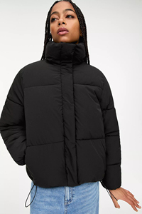 Top Quality Women's Black <b>Quilted</b> Puffer <b>Jacket</b> Stand Collar Full Sleeve Winter Warm Thick Solid Color Short Length Coat - Product Image 6