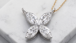 Collier pendentif en diamant cultivé en laboratoire, motif papillon |   Collier papillon en diamant taille marquise pour femme - Product Image 5