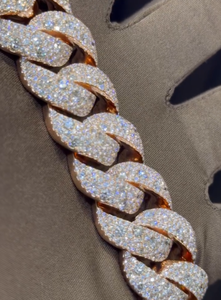 สร้อยข้อมือแบบ Cuban Link ชุบทองคำสีกุหลาบประดับเพชรโมอิสซาไนต์สไตล์ฮิปฮอป เงินแท้ 925  หนา  รับรองโดย GRA ขายส่ง - Product Image 4