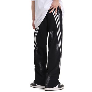 Customized Straight Corduroy Eco-Friendly Breathable Vintage Tape Side Wide Leg Sporty Pants Unisex Oversized Sweatpants 100% - Product Image 3