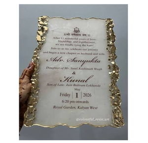 Hot Selling Handmade Creative Epoxy Resin Marriage <b>Wedding</b> Greeting <b>Cards</b> Elegant Colorful Flower Design - Product Image 2