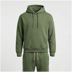 Conjunto Deportivo con Capucha para Hombre, Color Verde Oliva, Manga Larga, Color Sólido, Casual, Transpirable, Corte Regular, Ropa de Otoño - Product Image 1
