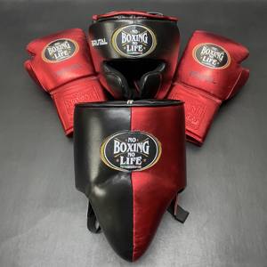Ensemble personnalisable No Boxing No Life : Gants de boxe et protège-mains en cuir de vachette de haute qualité, rembourrage 4 couches, respirant, à lacets - Product Image 5