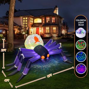 8FT ragno di Halloween decorazioni gonfiabili all'aperto 3-colorato fiamma rotazione LED colpo per festa prato giardino giardino decorazione - Product Image 2