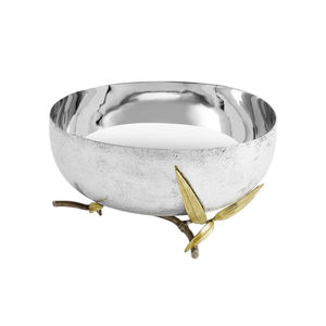 Bol décoratif de mariage en métal doré fait main avec motif floral, moderne, écologique, compatible lave-vaisselle, avec base sur pied - Product Image 6