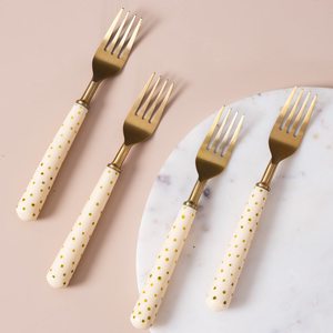 Fourchette à manger et à dessert en acier inoxydable, vaisselle réutilisable au fini miroir, ustensile pour riz, nouilles, pâtes et salades - Product Image 1