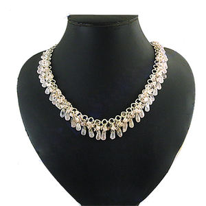 Collar de plata 925 de alta calidad del vendedor de moda, gotas hechas a mano, cuentas de piedras preciosas de cuarzo rosa, cadena de perlas, regalo de joyería para ella - Product Image 3