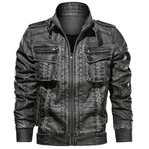 Trendy Retro Washed 100% Cotton Denim <b>Jacket</b> for <b>Men</b> Spring Autumn New Regular Shoulder Slim Fit Zippered High <b>Reversible</b> - Product Image 1