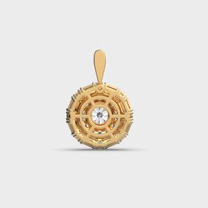 Pendentif rond en diamant halo avec accents baguette en or blanc/rose/jaune 18 carats - Product Image 6