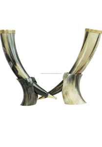 Ensemble de chopes en verre élégant de Freyr corne à boire de taureau de buffle durable pour savourer la bière vin thé café lait artisanat naturel - Product Image 2