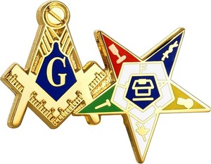 Pins maçonniques à attacher au revers, en émail dur, symboles de la franc-maçonnerie : bâton carré, compas circulaire, emblèmes pour revers de costume - Product Image 1