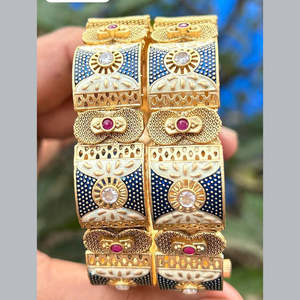 Bracelet jonc ouvrable Meenakari en pierre Pota plaqué or Jewelry-10411656BLP_2.4 fine - Product Image 1