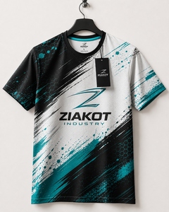 เสื้อยืด ZIAKOT รุ่นใหม่ ออกแบบเองได้ สีดำ-ขาว-เขียวอมฟ้า สำหรับผู้ชาย เน้นประสิทธิภาพการเล่น - Product Image 1