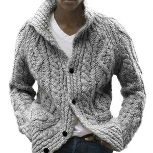 Pull-over en laine/viscose anti-boulochage pour homme, couleur unie, col montant, manches longues, tricoté, style cardigan, collection automne/hiver - Product Image 4