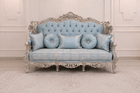 Ensemble de meubles de salon élégant en teck moderne, orné d'argent, luxueux, confortable et personnalisable, canapé, chaises, table - Durable, fabriqué aux États-Unis