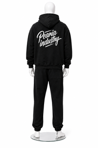 Sudadera con Capucha Negra Personalizada con Logotipo, Bolsillo Frontal, Tejido Holgado de Invierno, 370g, Resistente al Viento, Estilo Urbano para Hombre - Product Image 3