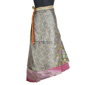 Nouvelle Robe Tube Halter Réversible en Soie Vintage avec Jupe Cache-cœur Magique, Grande Taille, Longue 38 pouces, Style Sari - Product Image 3