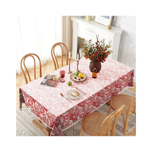 70x108 Inch Classic Embroidered Woven Linen Green Olive Dining <b>Table</b> Cover GOTS Certified Oilproof Waterproof Soft Texture Clean - Product Image 1