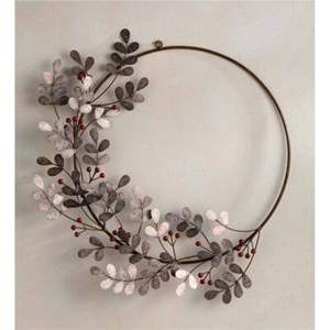 Rustic Verdigris Metal <b>Leaf</b> Wreath with Gold Berries Handmade Iron Olive Branch Hoop Christmas <b>Wall</b> <b>Decor</b> - Product Image 2