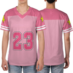 <b>Pink</b> V-Neck Short Sleeve Jersey With Number 23 And Stars Printed <b>Men's</b> Sporty T-<b>Shirt</b> Regular Fit Breathable Knitted Polyester - Product Image 6