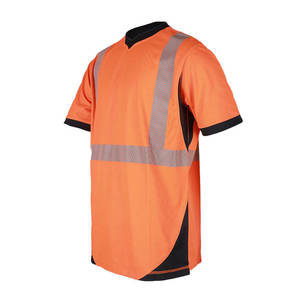 เสื้อยืดสะท้อนแสงแบบคอวีสำหรับงานก่อสร้าง งานรักษาความปลอดภัย ขายส่ง เสื้อความปลอดภัยแบบมองเห็นได้ชัดเจน ลายเส้นสะท้อนแสง - Product Image 3
