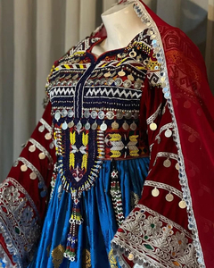Wholesale Rate Custom Colors & Sizes Afghani Lace Floor-Length Long Sleeve Vintage <b>Wedding</b> Dress OEM Services Afghan Kuchi Dress - Product Image 4