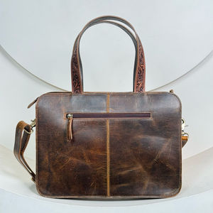 Factory Direct Custom Design Hand <b>Tooled</b> Leather <b>Tote</b> <b>Bags</b> for Women Cowhide Leather Handbags for Travel Shopping & Daily Life - Product Image 5