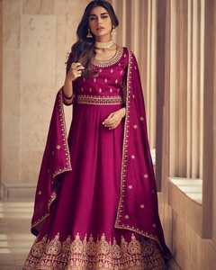 Vestidos Anarkali de Seda Chinon con Bordado Intenso, Lentejuelas Zari y Dori, Traje para Bodas y Eventos - Product Image 1