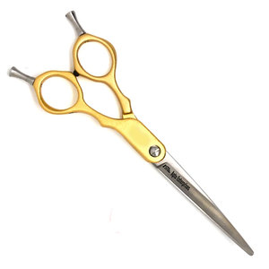 กรรไกรตัดขนสัตว์เลี้ยงแบบมืออาชีพ ด้ามจับตามหลักสรีรศาสตร์ ปลายมนปลอดภัย ขนาด 6 นิ้ว สีเหลือง โค้งงอ สำหรับกรูมมิ่งสุนัข - Product Image 4