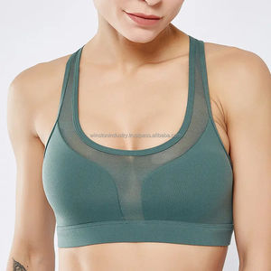 Soutien-gorge de sport vert au design personnalisé pour femmes hauts de sport dos nu respirants pour Fitness vêtements unis en gros - Product Image 1