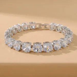 RAMDUT IMPEX - Elegante Brazalete de Diamantes Blancos Cultivados en Laboratorio, Corte Princesa, Certificado IGI, Chapado en Oro de 14k, 17 cm, para Mujer - Product Image 2