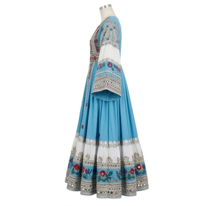 Vestido de novia afegano Kuchi de algodón de primera calidad para mujer, estilo Kurta Kurti, largo hasta el suelo, con estampado floral bordado y corte holgado. - Product Image 3