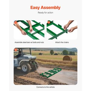 Rastrello a Catena Pesante da 6 Piedi (72 Pollici) con Barre Regolabili, da Trainare, per Vialetti, Paesaggistica e Rimorchi Agricoli - Product Image 5