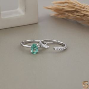 Anillo de compromiso con circonita cúbica de corte ovalado de 1 quilate y conjunto de anillos de boda delicados de oro macizo de 14 quilates para mujer, regalo para esposa. - Product Image 2