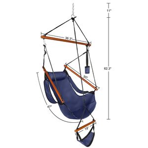 Sedia Sospesa in Tessuto Oxford con Asta in Legno, Capacità 100kg, Portabicchieri Perforato per Spiaggia e Cortile, Blu RT - Product Image 6