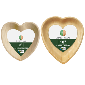 Set per San Valentino - Piatti Usa e Getta a Forma di Cuore in Foglia di Palma Naturale da 8 e 10 Pollici - Product Image 3