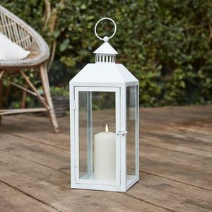 Latest Design New Arrival Hot Selling Metal Iron <b>Lantern</b> White Finished Clear Glass Hanging Garden Decorate Light for Home Decor - Product Image 1