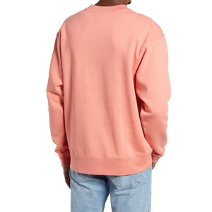 Custom 100% Cotton OEM <b>Mens</b> Crewneck Sweatshirt Pink Solid Color Long Sleeve Casual <b>Pullover</b> <b>Mens</b> <b>Mens</b> Crewneck Sweatshirt - Product Image 3